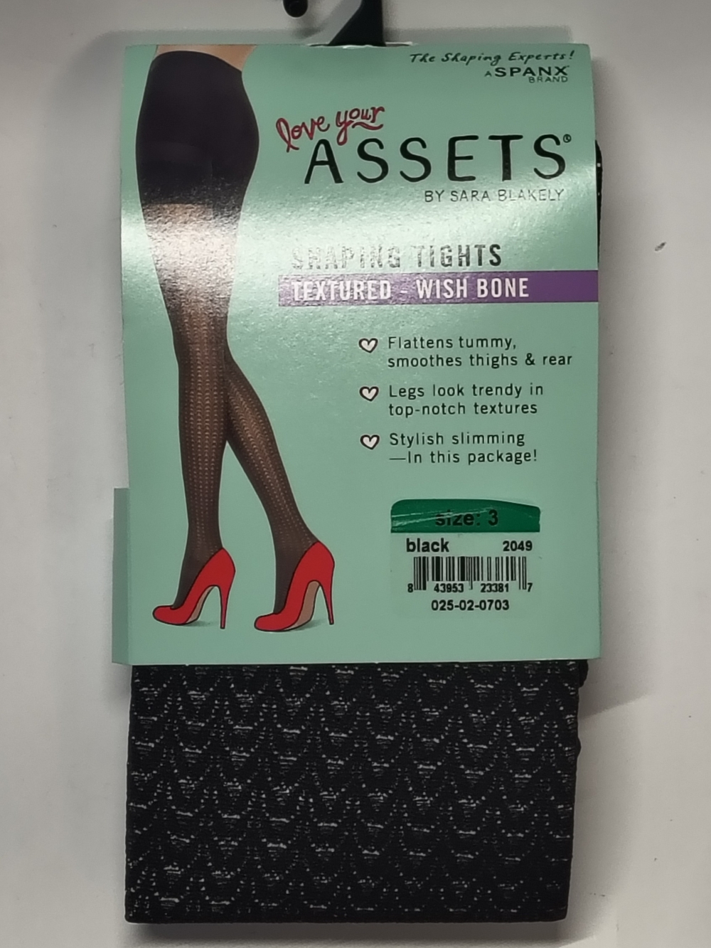 3 Pairs Assets by Spanx Wish Bone Shaping Tights Black Size 3 NWT